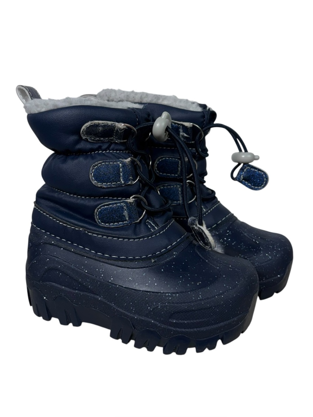 Members Mark Toddler Girls Blue Glitter Snow Boots Outdoor Winter Boot 7/8 Ski